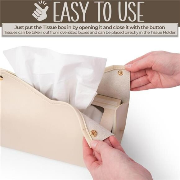 Rectangular leather tissue box cover decorative tissue holder for home office ca - Picture 5 of 8
